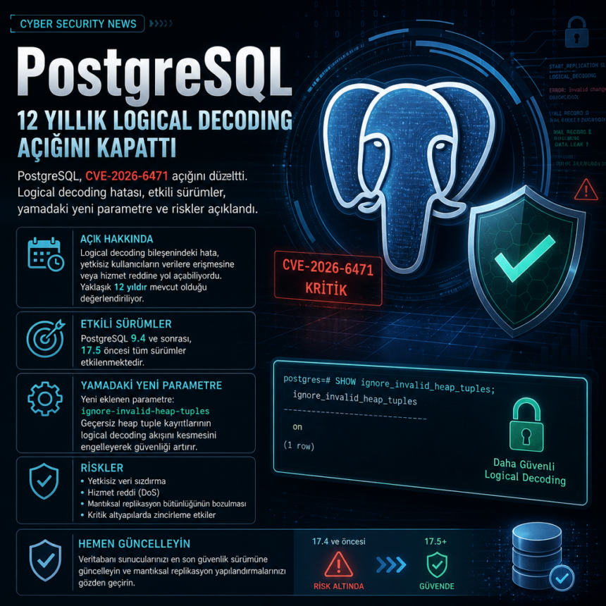 PostgreSQL, 12 yıllık logical decoding açığını kapattı