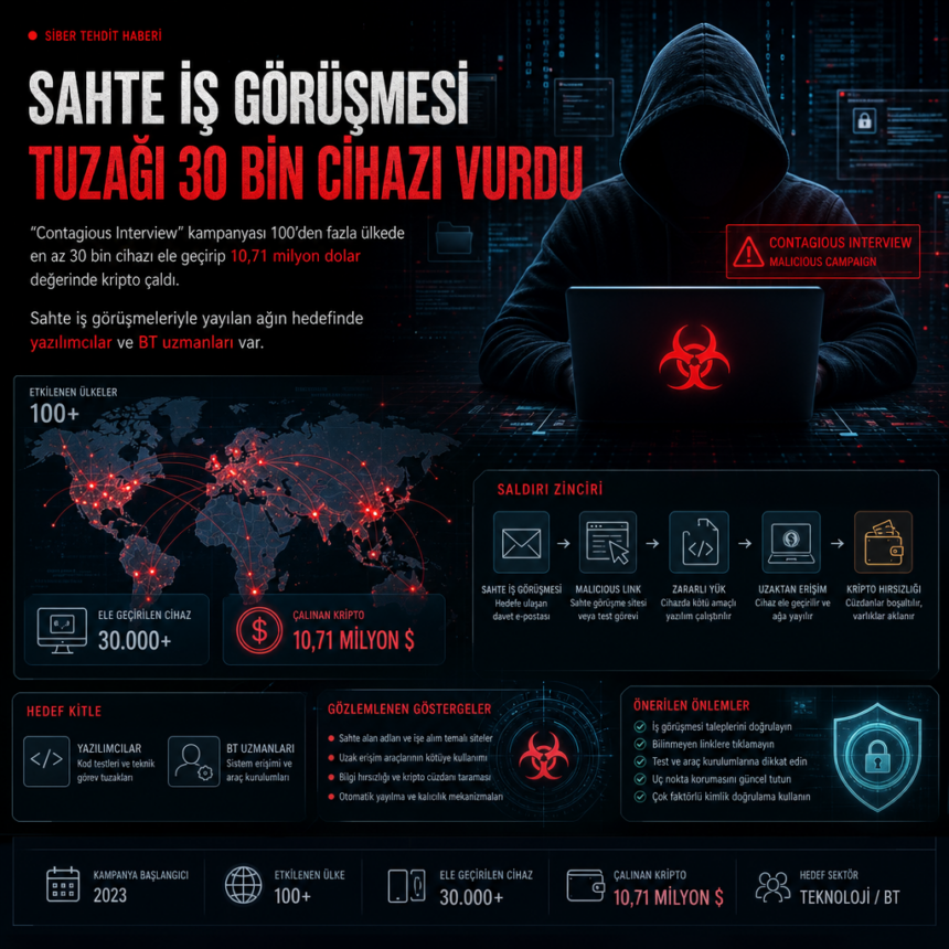 Sahte iş görüşmesi tuzağı 30 bin cihazı vurdu