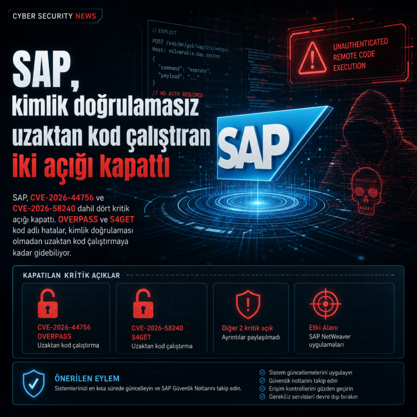 SAP, kimlik doğrulamasız uzaktan kod çalıştıran iki açığı kapattı