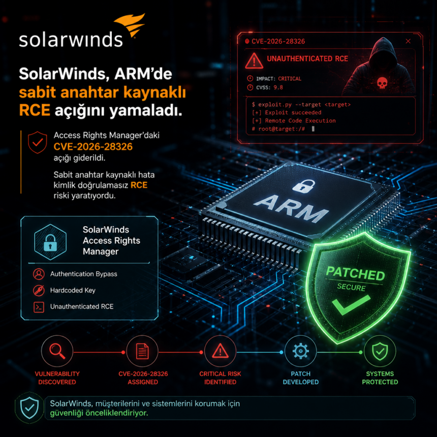 SolarWinds, ARM’de sabit anahtar kaynaklı RCE açığını yamaladı