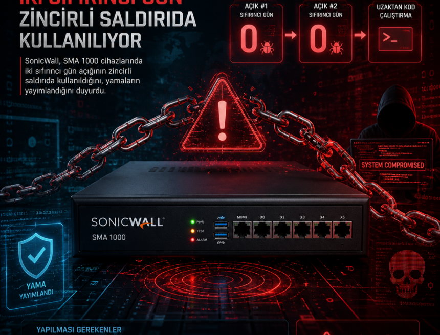 SonicWall SMA 1000’de iki sıfırıncı gün zincirli saldırıda kullanılıyor