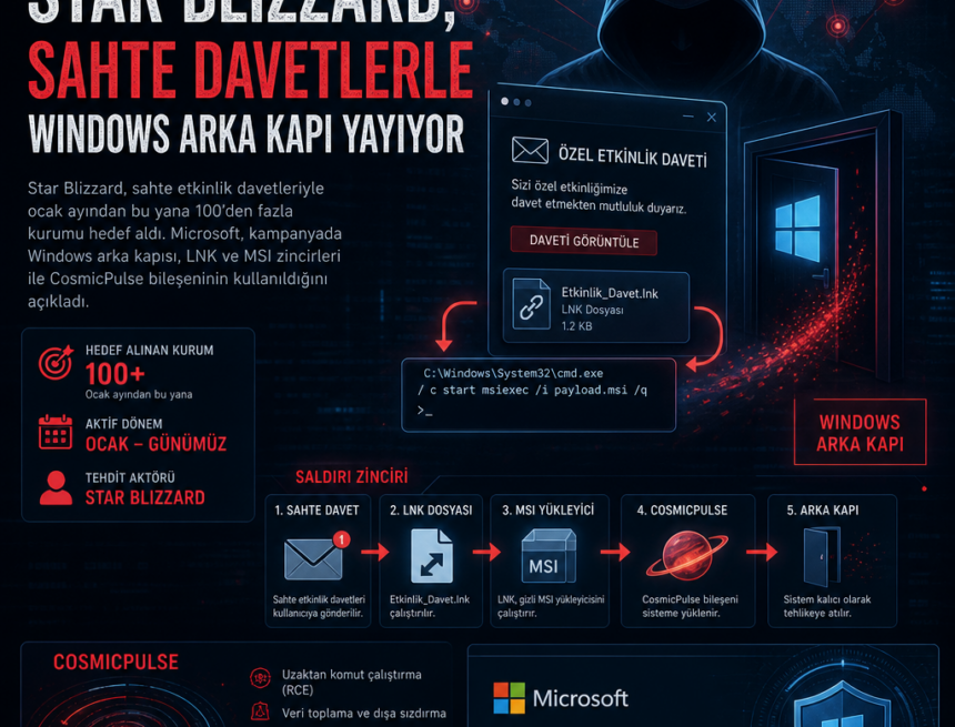 Star Blizzard, sahte davetlerle Windows arka kapı yayıyor