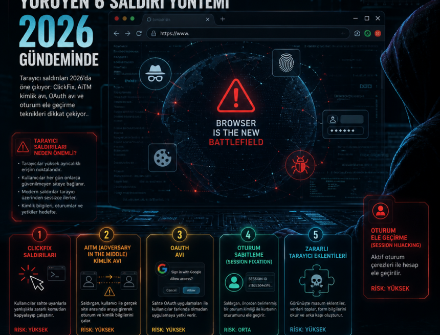 Tarayıcı içinden yürüyen 6 saldırı yöntemi 2026 gündeminde