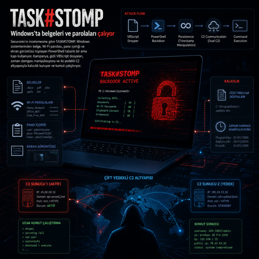 TASK#STOMP Windows’ta belgeleri ve parolaları çalıyor