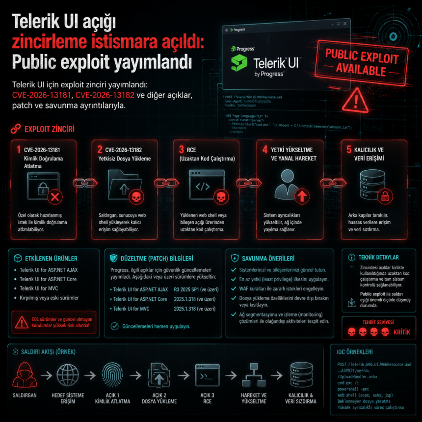Telerik UI açığı zincirleme istismara açıldı: Public exploit yayımlandı