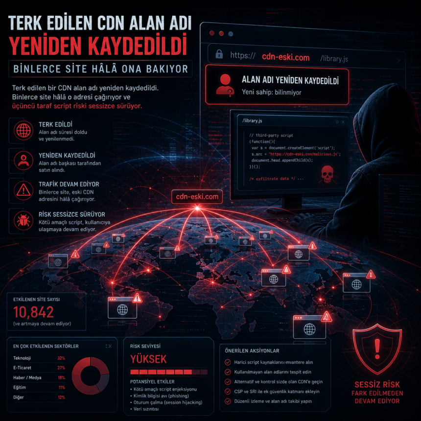 Terk Edilen CDN Alan Adı Yeniden Kaydedildi, Binlerce Site Hâlâ Ona Bakıyor