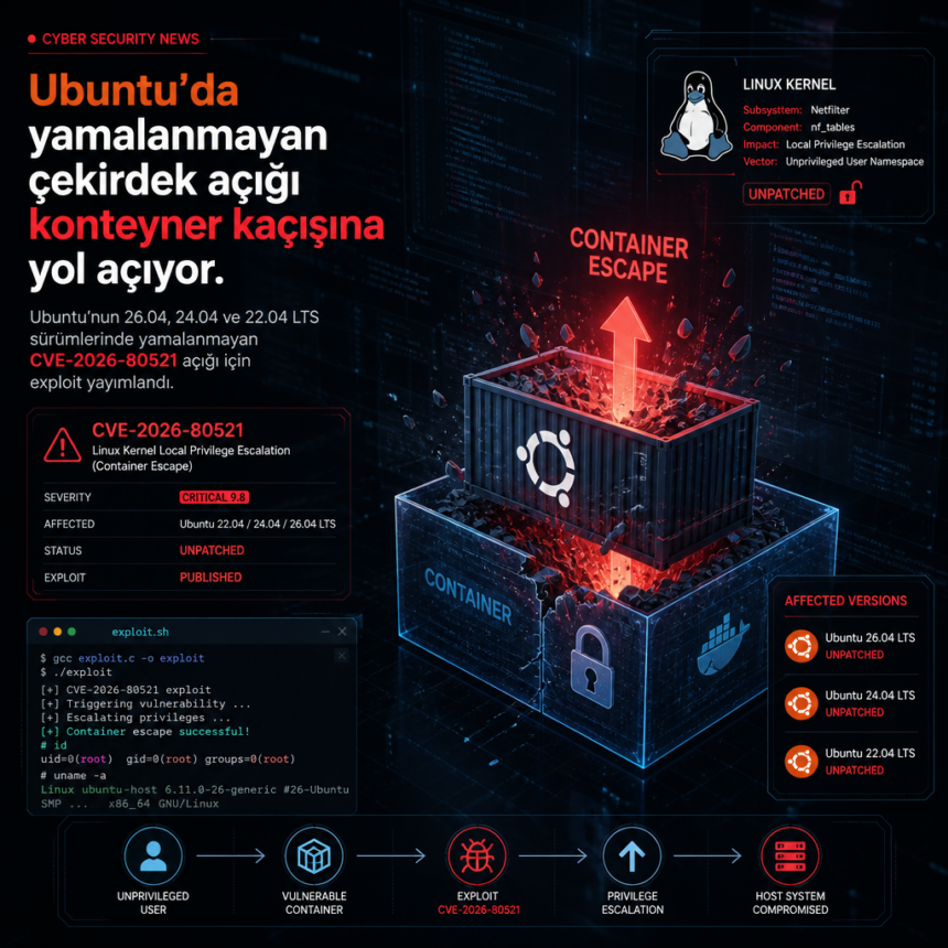 Ubuntu’da yamalanmayan çekirdek açığı konteyner kaçışına yol açıyor