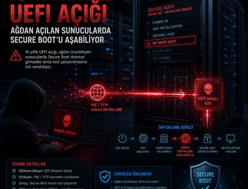 16 yıllık UEFI açığı ağdan açılan sunucularda Secure Boot’u aşabiliyor