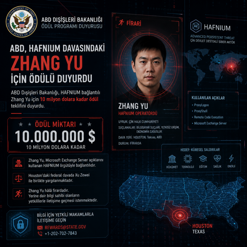 ABD, HAFNIUM davasındaki Zhang Yu için ödülü duyurdu