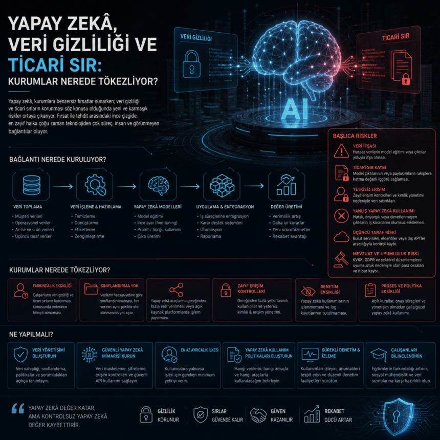 ai_gen_55808827 Yapay zekâ, veri gizliliği ve ticari sır: Kurumlar nerede tökezliyor