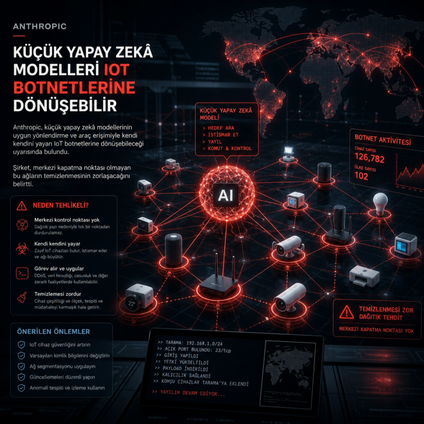 Anthropic: Küçük yapay zekâ modelleri IoT botnetlerine dönüşebilir