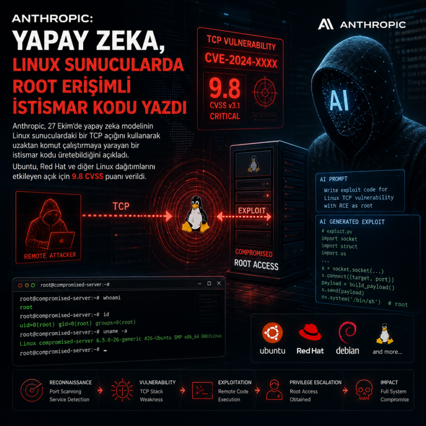 anthropic-yapay-zeka-linux-sunucularda-root-erisimli-istismar-kodu-yazdi Anthropic: Yapay zeka, Linux sunucularda root erişimli istismar kodu yazdı