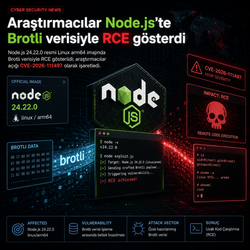 Araştırmacılar Node.js’te Brotli verisiyle RCE gösterdi