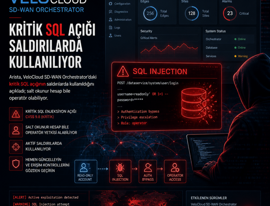Arista, VeloCloud’taki kritik SQL açığının saldırıda kullanıldığını duyurdu