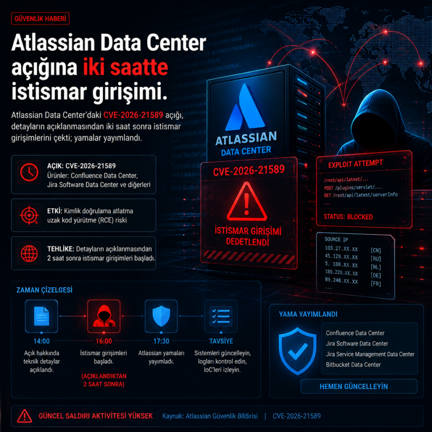Atlassian Data Center açığına iki saatte istismar girişimi