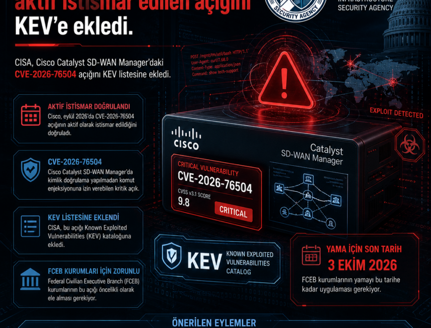 CISA, Cisco’nun aktif istismar edilen açığını KEV’e ekledi