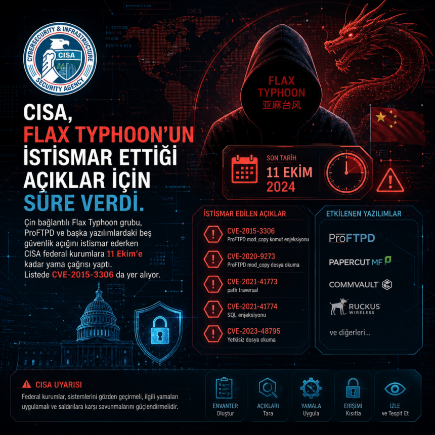 CISA, Flax Typhoon’un istismar ettiği açıklar için süre verdi