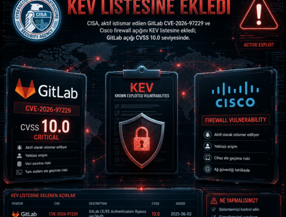CISA, GitLab ve Cisco açıklarını KEV listesine ekledi
