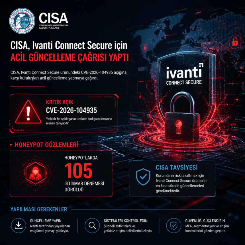 CISA, Ivanti Connect Secure için acil güncelleme çağrısı yaptı