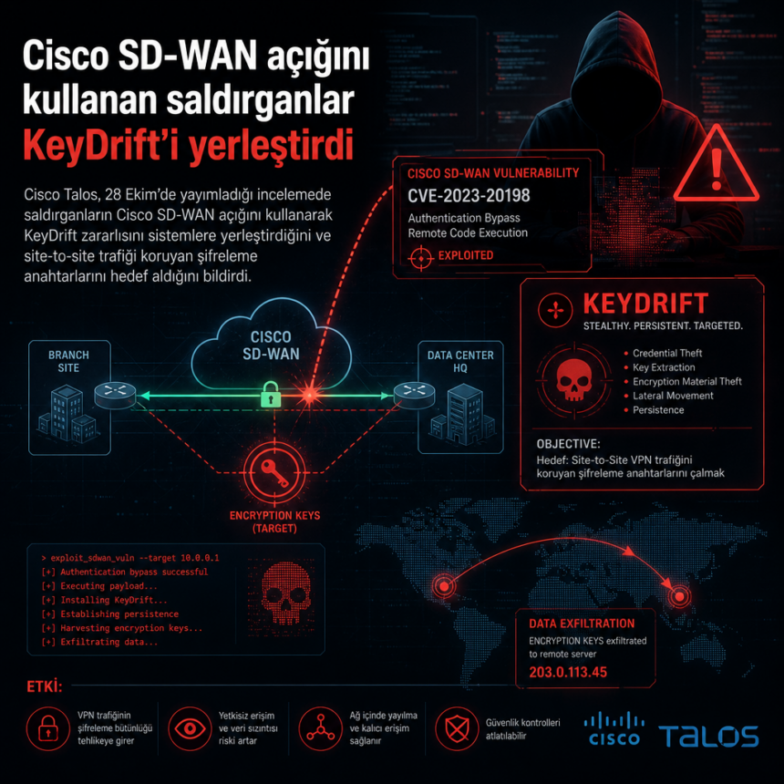 Cisco SD-WAN açığını kullanan saldırganlar KeyDrift’i yerleştirdi