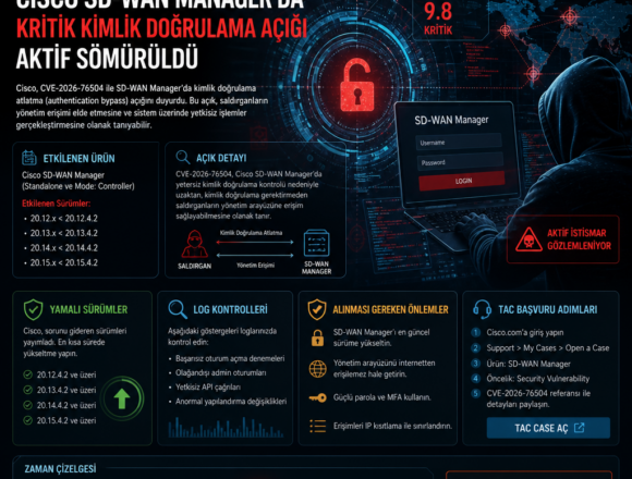 Cisco SD-WAN Manager’da kritik kimlik doğrulama açığı aktif sömürüldü