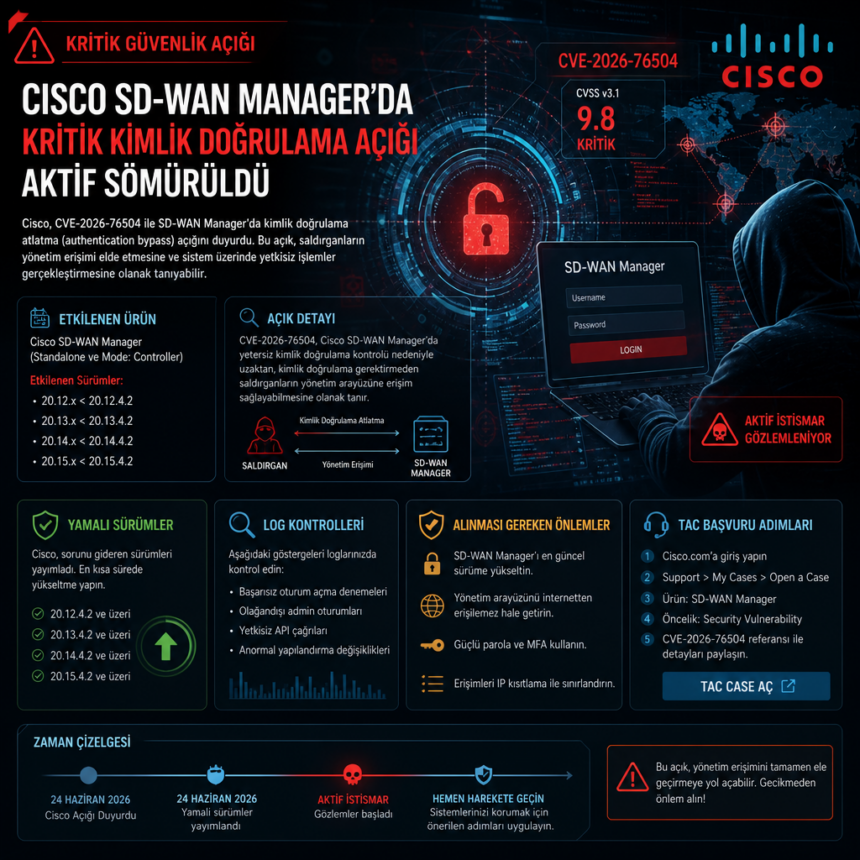 cisco-sd-wan-managerda-kritik-kimlik-dogrulama-acigi-aktif-somuruldu Cisco SD-WAN Manager’da kritik kimlik doğrulama açığı aktif sömürüldü
