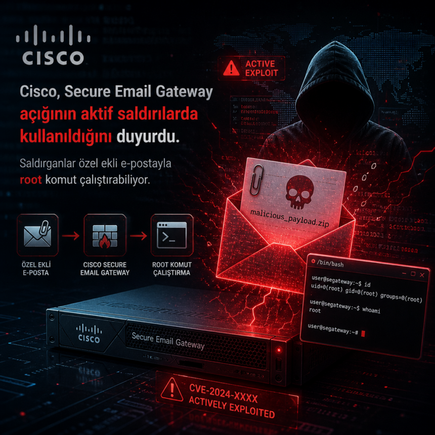 Cisco, Secure Email Gateway açığının aktif saldırılarda kullanıldığını duyurdu