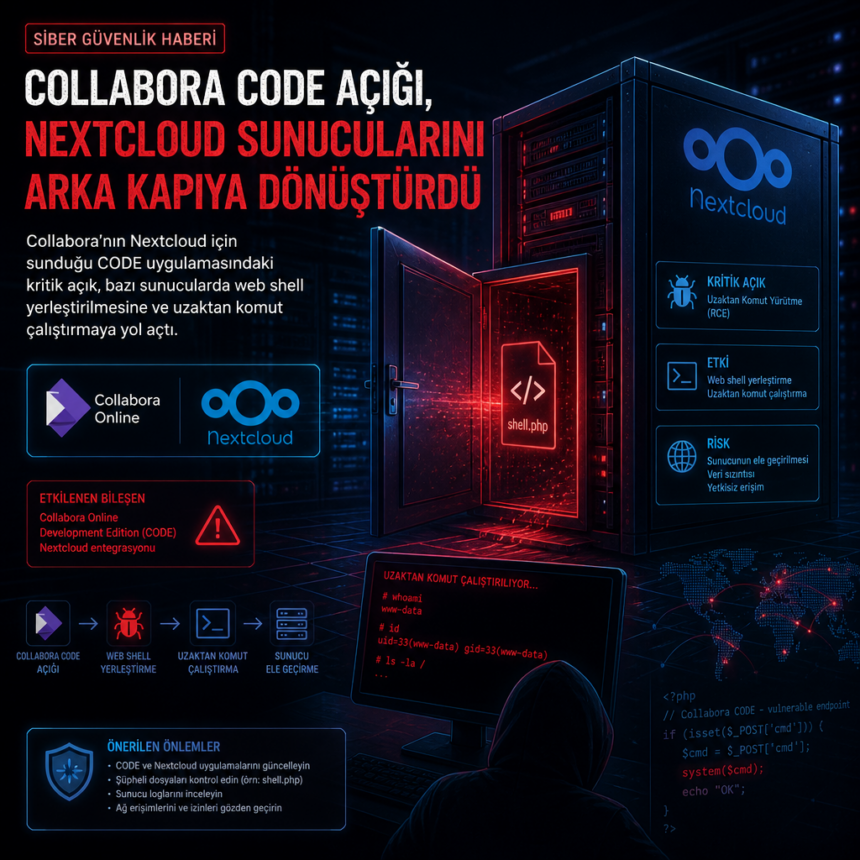 Collabora CODE açığı, Nextcloud sunucularını arka kapıya dönüştürdü