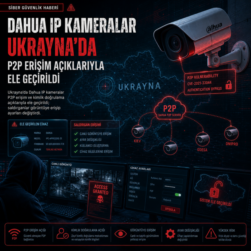 Dahua IP kameralar Ukrayna’da P2P erişim açıklarıyla ele geçirildi