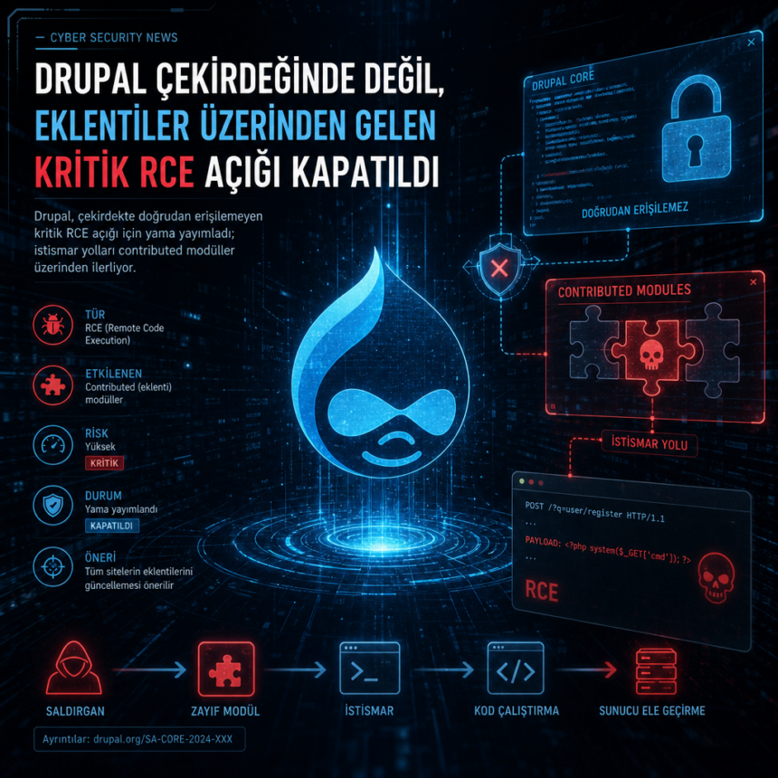 Drupal çekirdeğinde değil, eklentiler üzerinden gelen kritik RCE açığı kapatıldı
