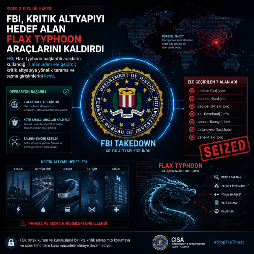 FBI, kritik altyapıyı hedef alan Flax Typhoon araçlarını kaldırdı