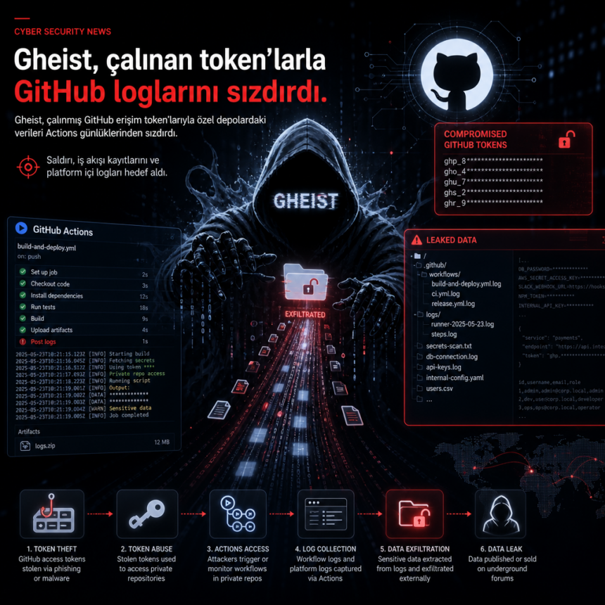 Gheist, çalınan token’larla GitHub loglarını sızdırdı