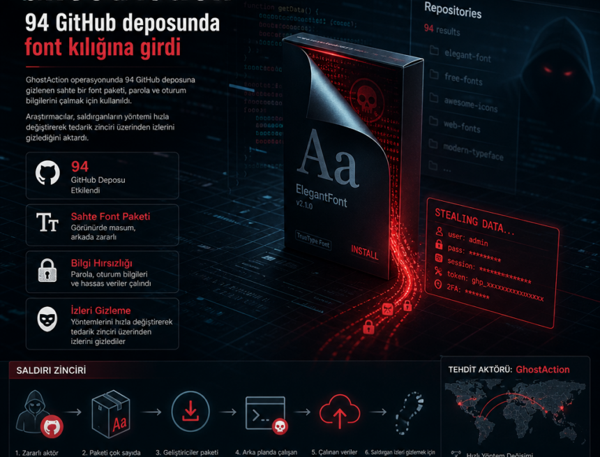 GhostAction, 94 GitHub deposunda font kılığına girdi