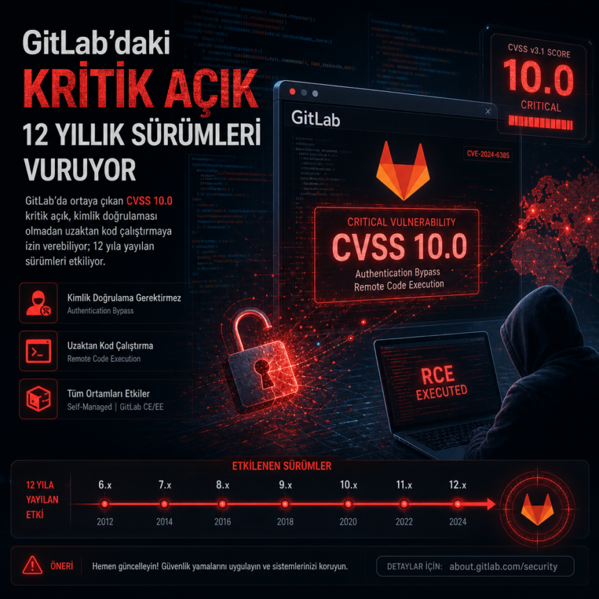 GitLab’daki kritik açık 12 yıllık sürümleri vuruyor