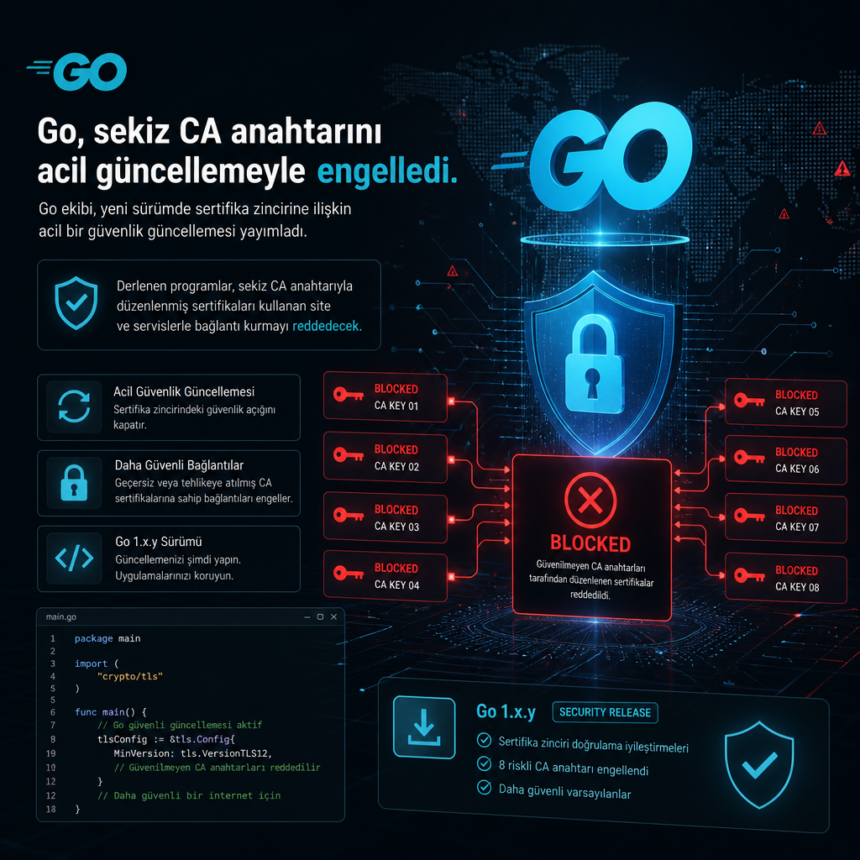 Go, sekiz CA anahtarını acil güncellemeyle engelledi