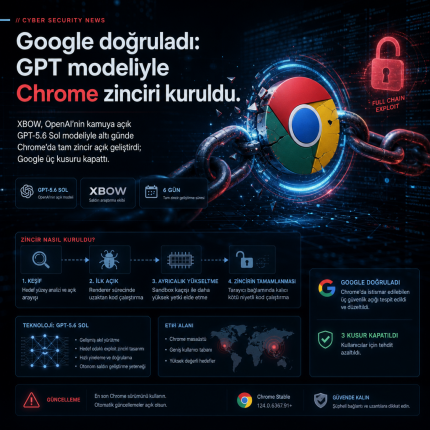 Google doğruladı: GPT modeliyle Chrome zinciri kuruldu