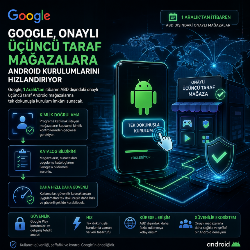 Google, onaylı üçüncü taraf mağazalara Android kurulumlarını hızlandırıyor