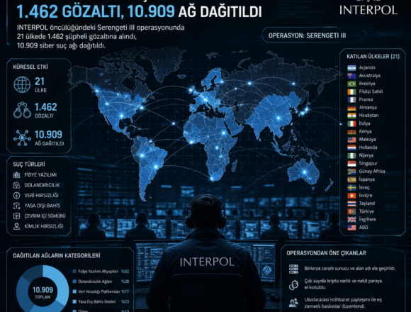 INTERPOL’den küresel siber suç operasyonu: 1.462 gözaltı, 10.909 ağ dağıtıldı