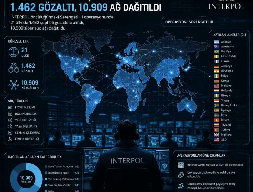 INTERPOL’den küresel siber suç operasyonu: 1.462 gözaltı, 10.909 ağ dağıtıldı