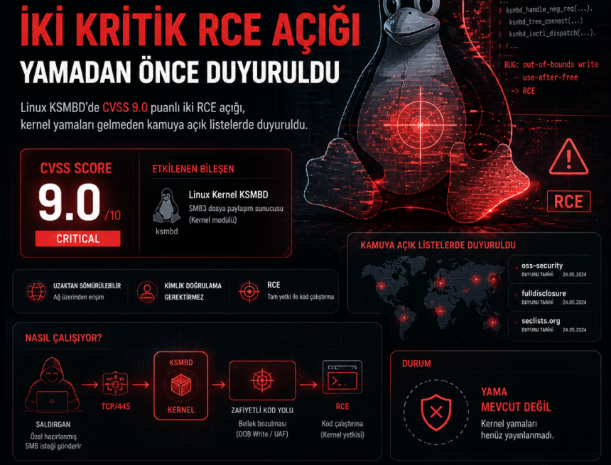 Linux KSMBD’de iki kritik RCE açığı yamadan önce duyuruldu