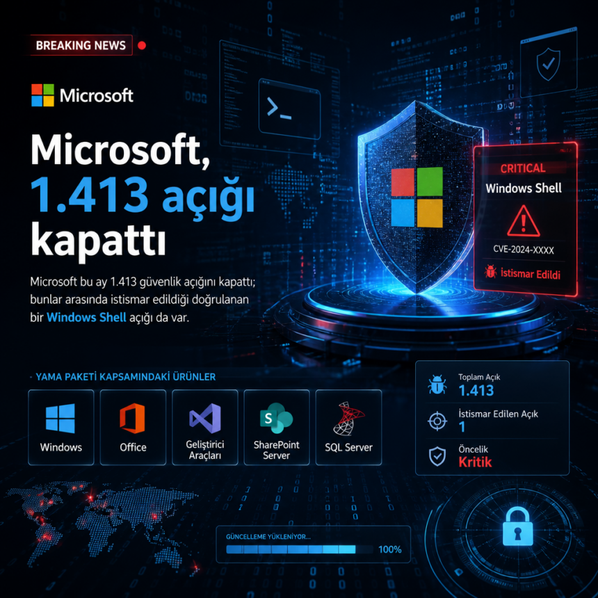 Microsoft, 1.413 açığı kapattı; Windows Shell de listede