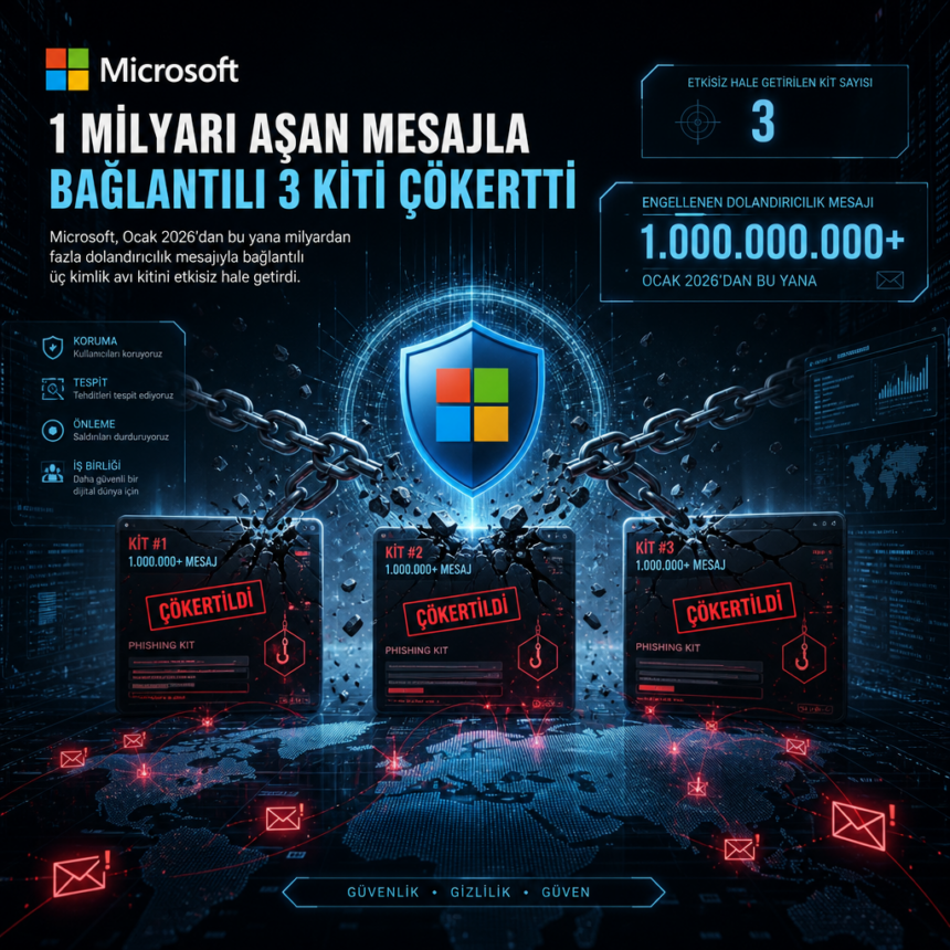 Microsoft, 1 milyarı aşan mesajla bağlantılı 3 kiti çökertti