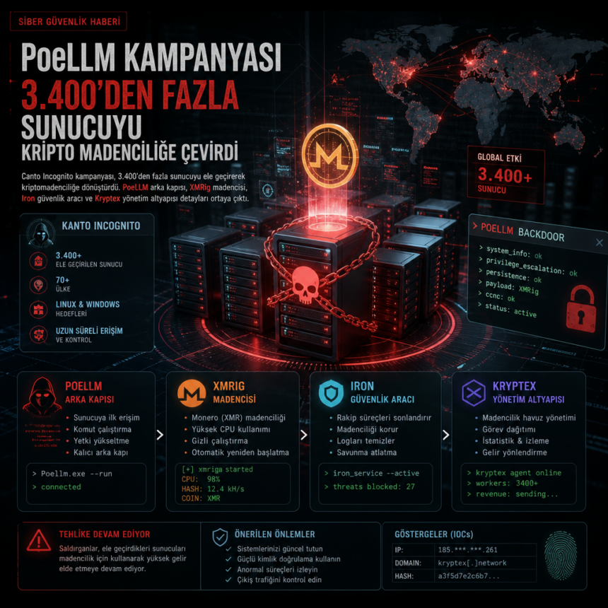 PoeLLM kampanyası 3.400’den fazla sunucuyu kripto madenciliğe çevirdi