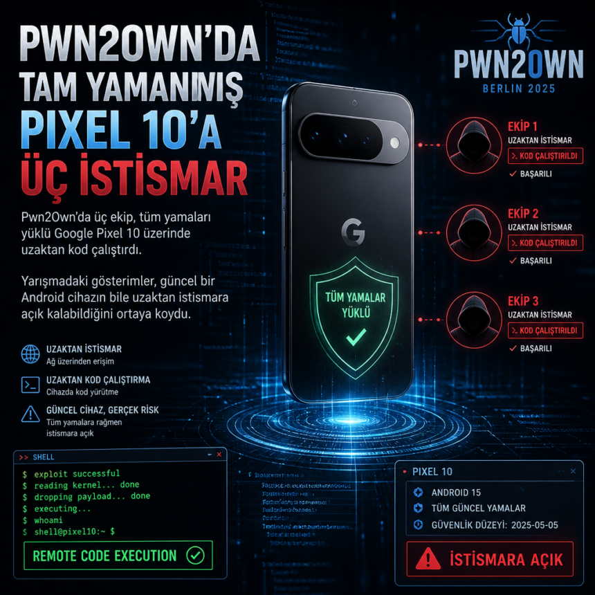Pwn2Own’da tam yamanmış Pixel 10’a üç istismar
