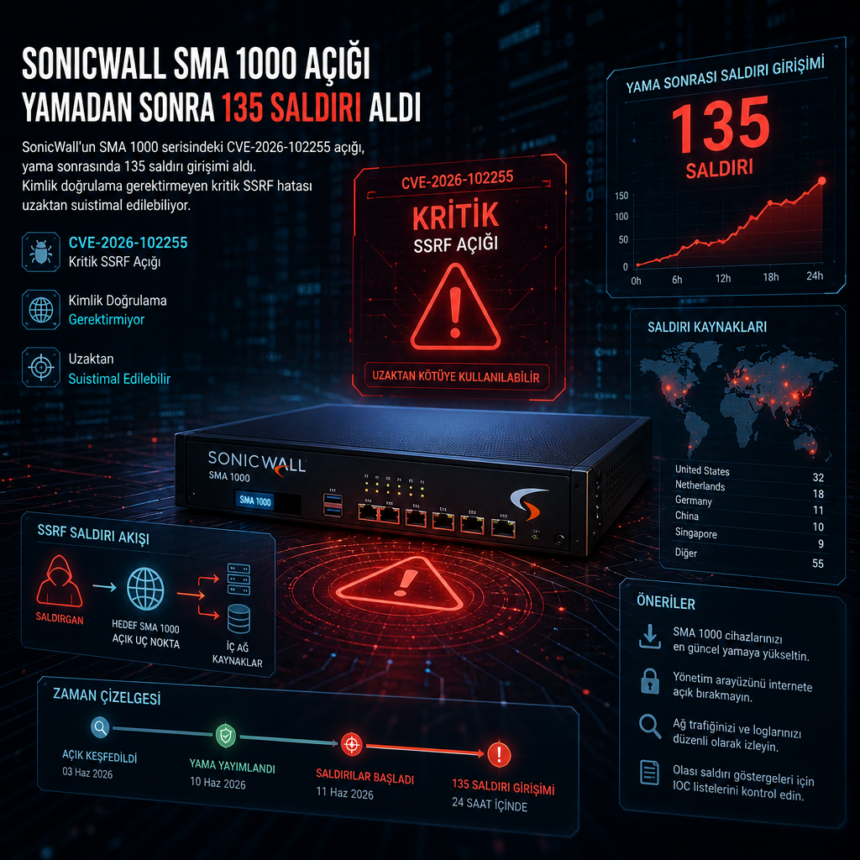 SonicWall SMA 1000 açığı yamadan sonra 135 saldırı aldı