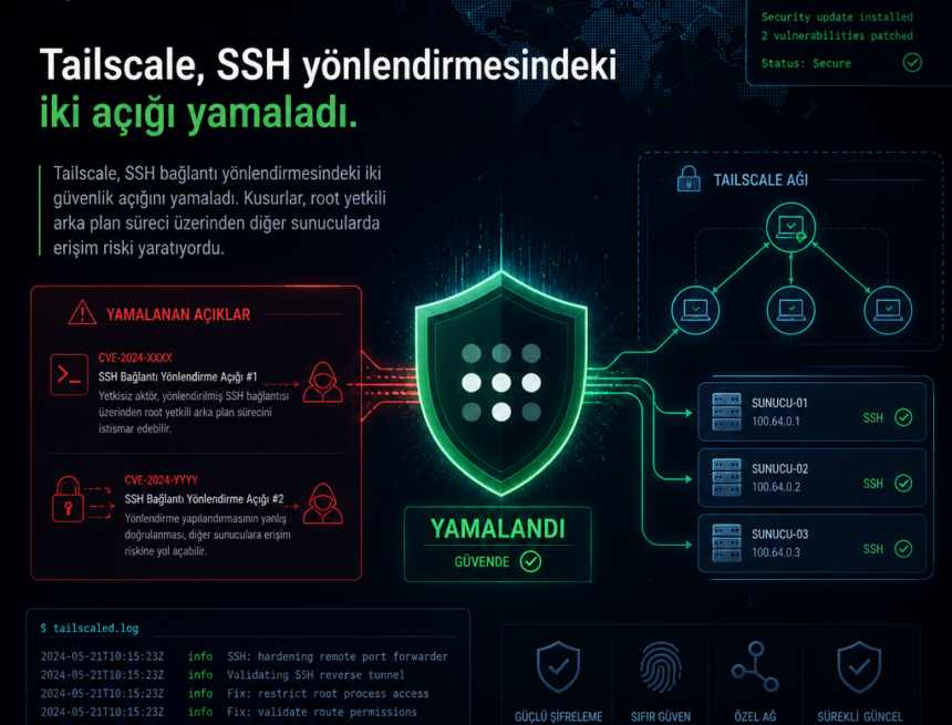 Tailscale, SSH yönlendirmesindeki iki açığı yamaladı